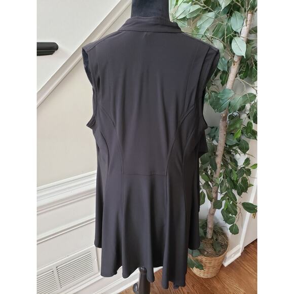 Focus By JJ Chiffon Vest Womens Small Black Stretch Fly Away Draped Open Front - Picture 4 of 13
